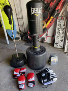 Weights, gym and boxing gear