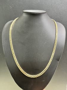 9ct 9K curb Cuban link chain necklace 53.64 grams 58.5cm 6.2mm. NEW