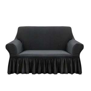 SOGA Colored 2- Seater Sofa Cover with Ruffled Skirt