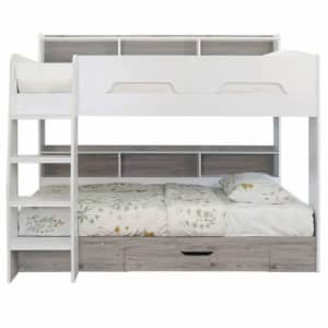 SOLD Castel Single Bunk Bed with Shelves
