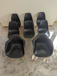 Original Eames Moulded Plastic Chairs with Maple Timber Dowel Legs