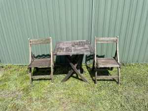 Outdoor Timber Wooden Set Table & 2 chairs Teak Garden Patio