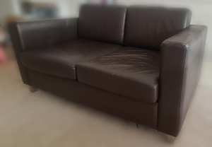 Free 2-seater brown leather sofa