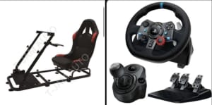 Logitech G29 racing wheel with gear shifter and complete set with game