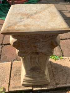 Heavy Vintage Ornate Polished Stone Pedestal Stand