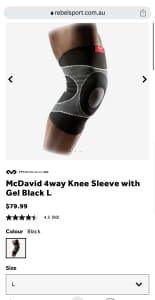 Macdavid knee sleeves with Gel size L