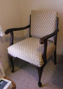 Fauteuil style simple wooden chair (recently re-upholstered)