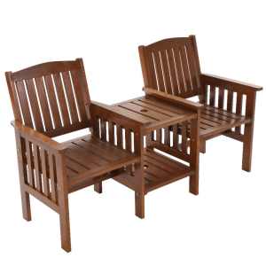 Gardeon Outdoor Garden Bench Loveseat Wooden Table Chairs Patio Furni