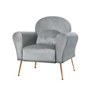 Artiss Armchair Lounge Chair Accent Armchairs Chairs Sofa Grey Velvet