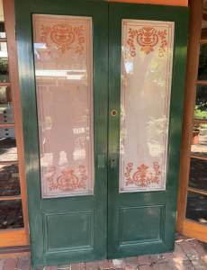Doors double wooden doors with glass etched panels