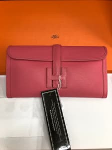 Hermes Jige Elan Clutch Evercolor 29 Rose Azalee in Leather - US