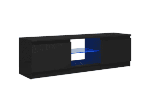 vidaXL TV Cabinet with LED Lights Black (SKU:804284) Free Delivery