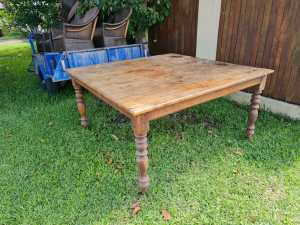 Timber table and 6 rattan chairs