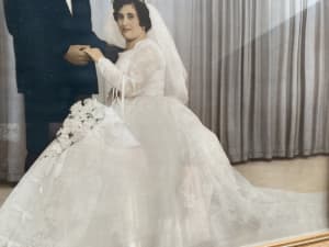 Classic 1964 Melbourne made wedding dress and accessories 