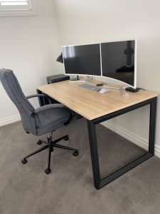 Desk, chair and filing cabinet