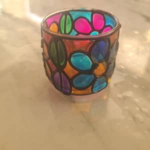 stained glass candle holder 65mm dia 65mm high