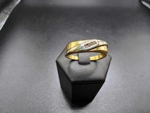 9K 0.09ct Diamond Gents Dress/ Wedding Ring (74089)