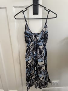 Dress Size S-M Blue Black Pattern
