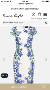 Quality Phase Eight dress bought in Uk size 12