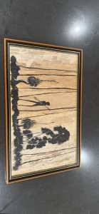 Frame aboriginal bark painting