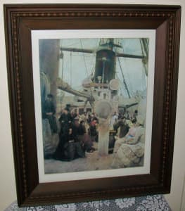 1940s LARGE FRAMED TOM ROBERTS 1886 'COMING SOUTH' PRINT 58x48cm