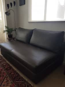 King brown leather 2 seater sofa
