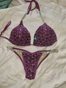 Glamfit purple sequin crystal bikini 