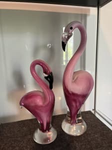 Pair of Murano style glass flamingos 