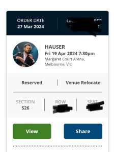 2 x Hauser Music Concert Tickets