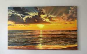 PAINTING (FRAMED) NEW “EVENING SUNSET” see details below