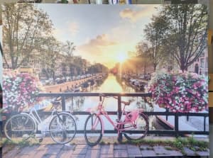 Lovely summer canal print on wooden frame - Delivery avail