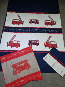 Whimsy Fire Engine Single Bed Quilt with pillowcase and European pillo