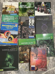 Year 9 and 10 textbooks maths, English, science, humanities