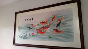 Framed art work Feng Shui - 9 fishes