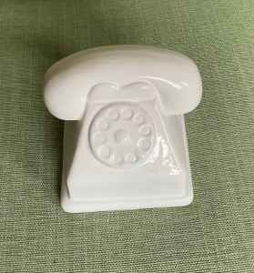 WHITE PORCELAIN TELEPHONE MONEY BOX