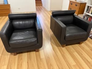 Good quality Black leather club chairs