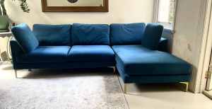 Adams Chaise Sectional Sofa Castlery Teal Couch Right Hand Facing