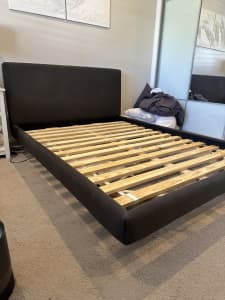 Bed head / frame - double bed. Dark grey. Good condition. 