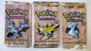 Pokemon Empty FOSSIL Booster Pack Wrappers x3 WOTC