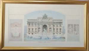 Framed sketch of Roma- Fontana Di Trevi