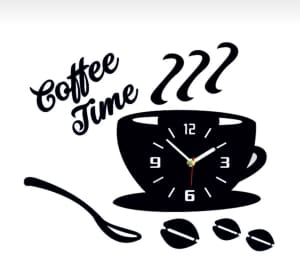 3D DIY Coffee Cup Shape Wall clock BATTERY OPERATED