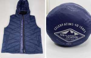 Mountain Design Duck Down Navy Puffer Sleeveless Hooded Jacket Mens XL