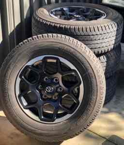 FOUR (4) GENUINE TOYOTA HILUX RUGGED 17 WHEELS (RIMS AND TYRES)