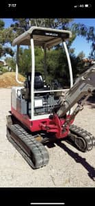 Takeuchi 1.6 mini Excavator for hire. Dry or wet hire available
