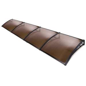 Instahut Window Door Awning Canopy 1mx4m Brown Sheet Black Plastic Fr