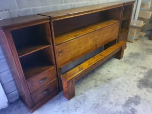 Hand made Antique king size Bed with matching Twin bed side cabinets .
