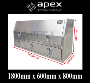 NEW APEX ALUMINIUM UTE STORAGE TOOLBOX W DRAWERS 1800X600X800 HDFPL