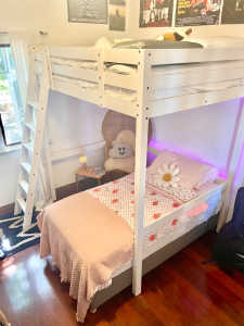 STORE Loft bed, white stain, Double
