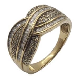 9ct Yellow Gold Ladies Diamond Ring Size O 003000240317