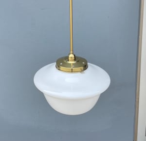 Pendant Light Brass with Opaque Shade
